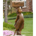 Garden Decor Bronze Girl Artsy Mailboxes Statue
